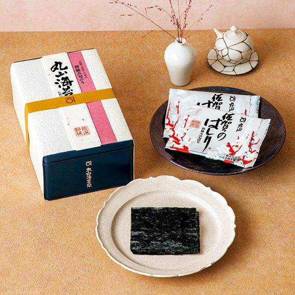 極上 佐賀のはしり（四切5枚×14袋 缶入） | 丸山海苔店