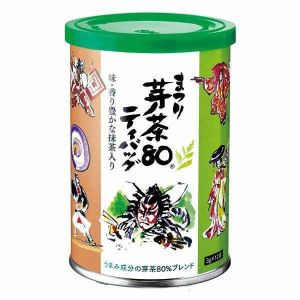 まつり芽茶80 ティーバッグ 歌舞伎缶（3g×12袋） | 丸山海苔店